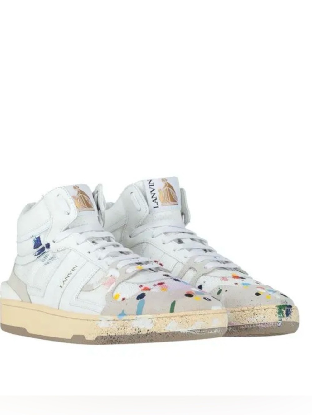 NEW!! Lanvin x Gallery Dept - Splatter Clay White High Top Sneakers US 7